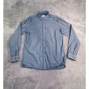 Brooks Brothers Size M Blue Palm Trees Shirt Button Down Dress Cotton C7